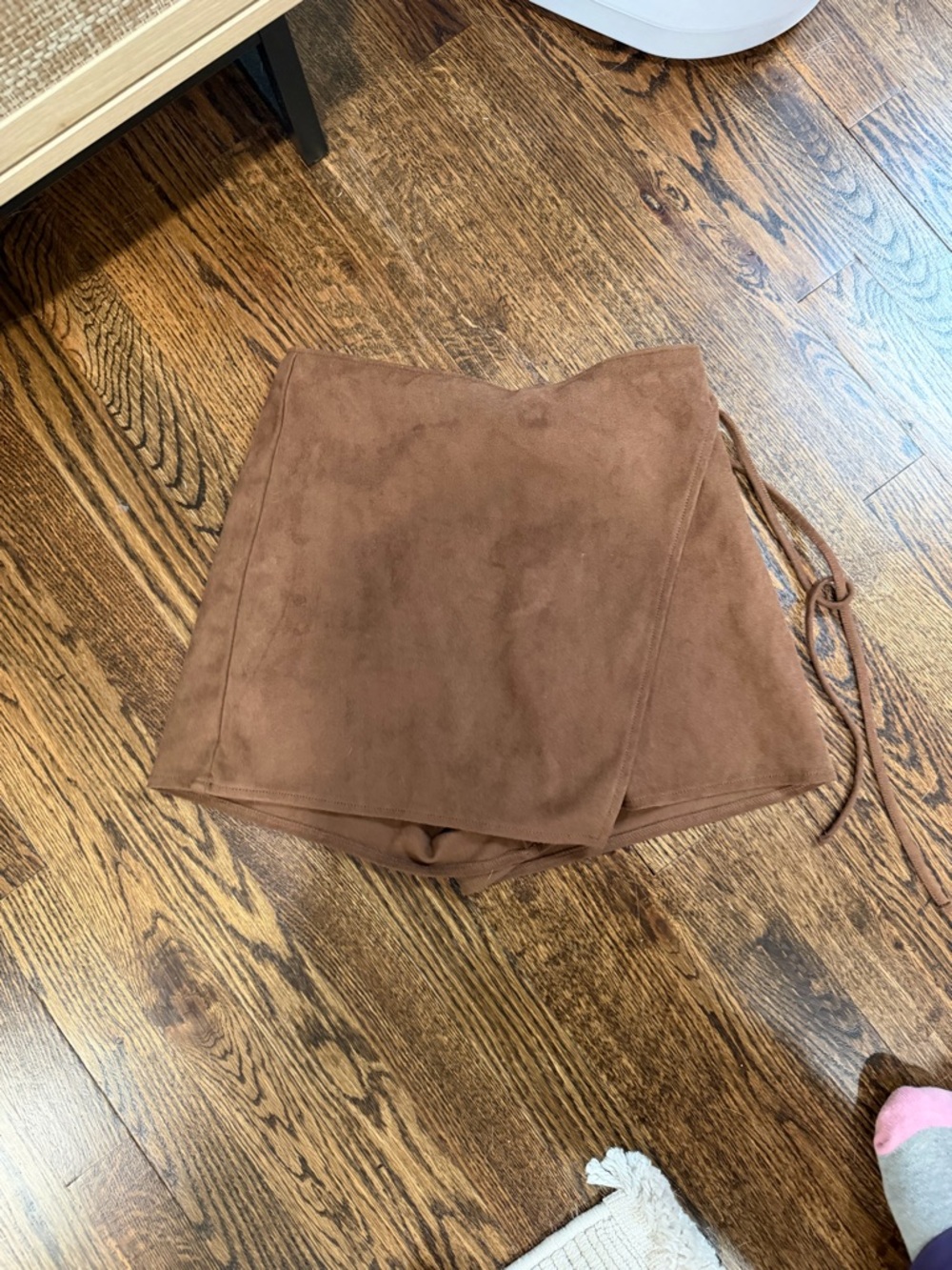 Abercrombie & Fitch Brown Faux-Suede Asymmetrical Wrap Skirt